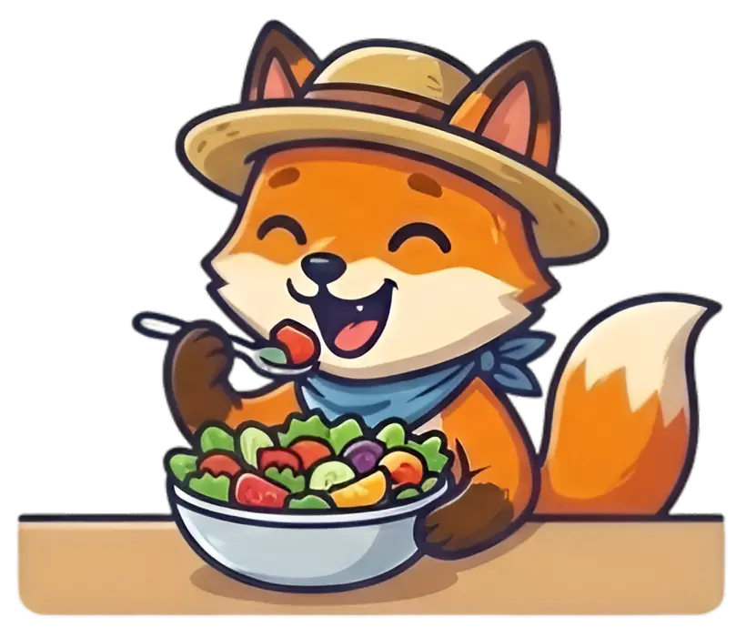 Fox eating a salad